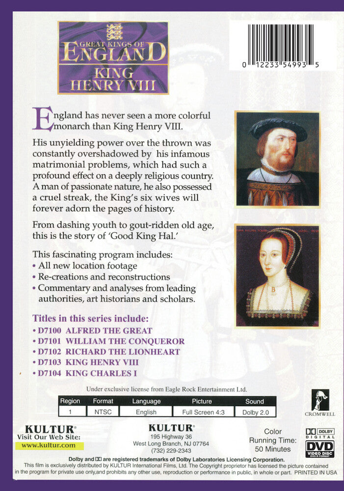 Great Kings of England: King Henry VIII - Back Panel - 
