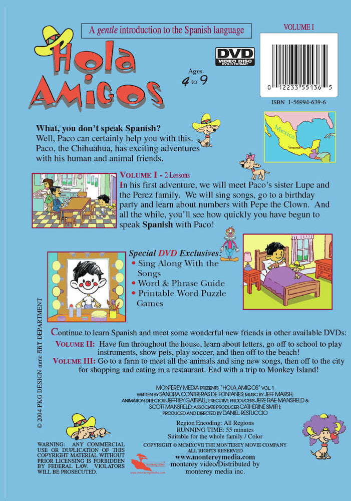 Hola Amigos: Volume 1 - Back Panel - 