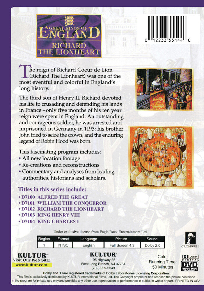 Great Kings of England: Richard the Lionheart - Back Panel - 