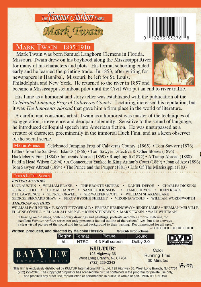 Famous Authors: Mark Twain - Back Panel - 