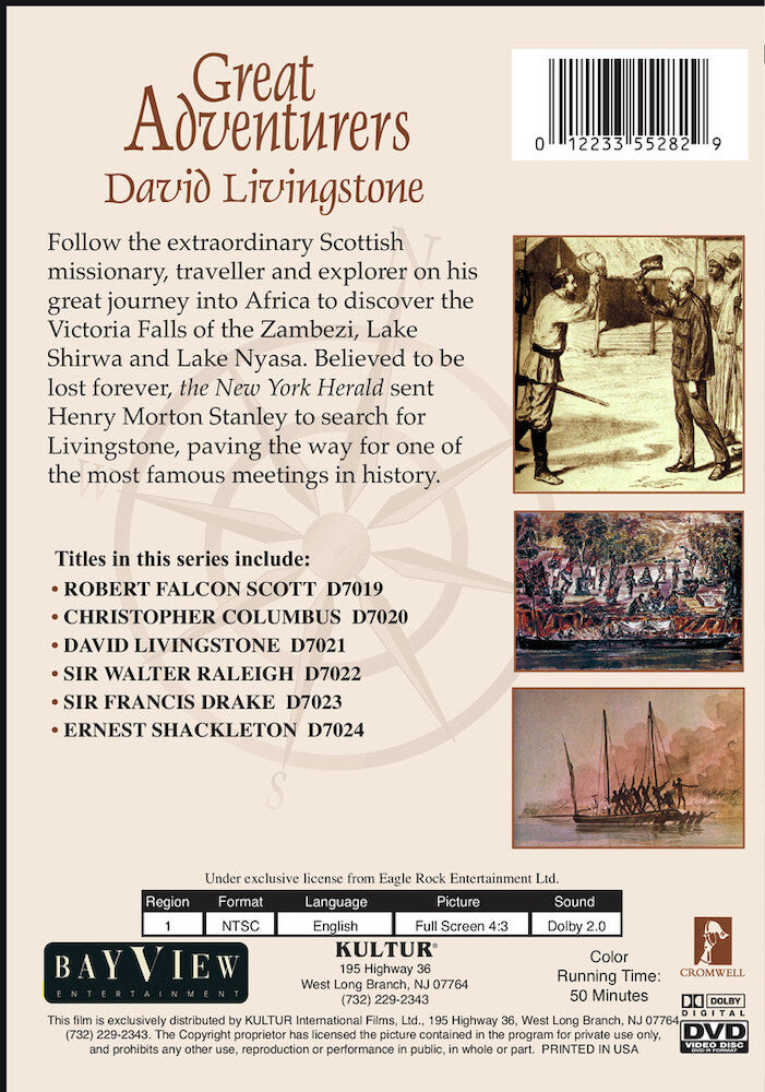 Great Adventurers: David Livingstone, Journey To The Heart Of Africa - Back Panel - 