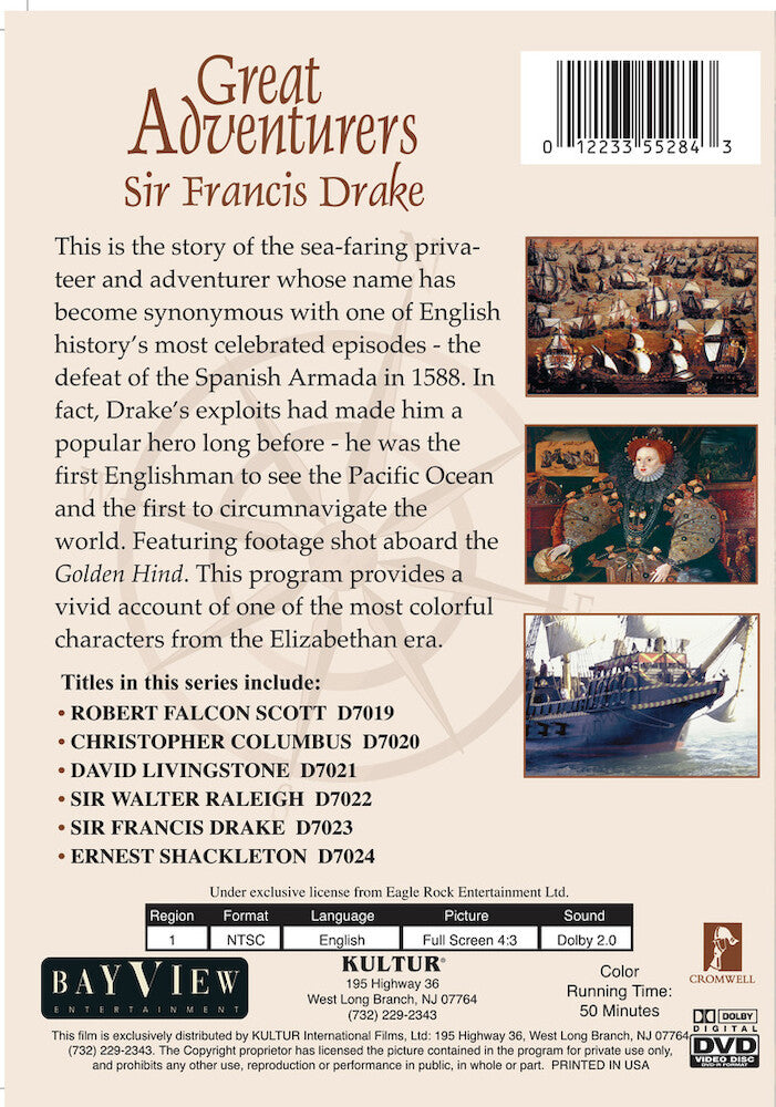 Great Adventurers: Sir Francis Drake, Voyage Around The World - Back Panel - 