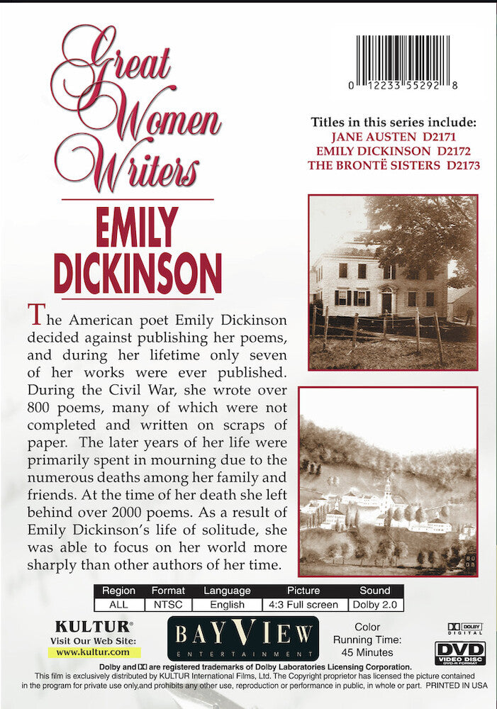 Great Women Writers: Emily Dickinson - Back Panel - 
