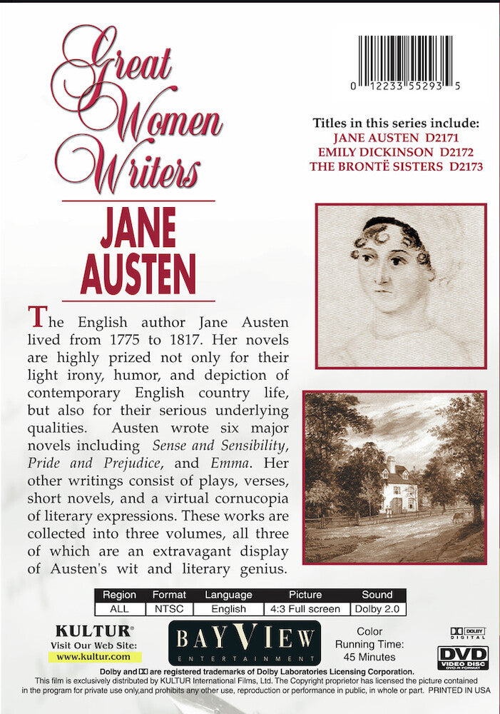 Great Women Writers: Jane Austen - Back Panel - 