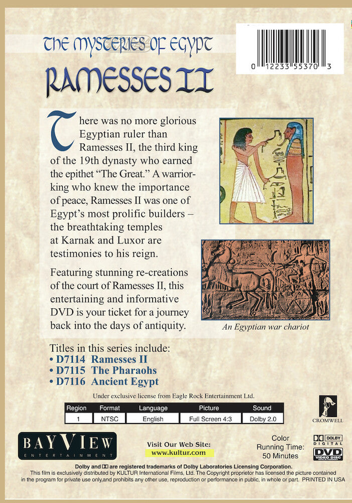 The Mysteries Of Egypt: Ramesses II - Back Panel - 