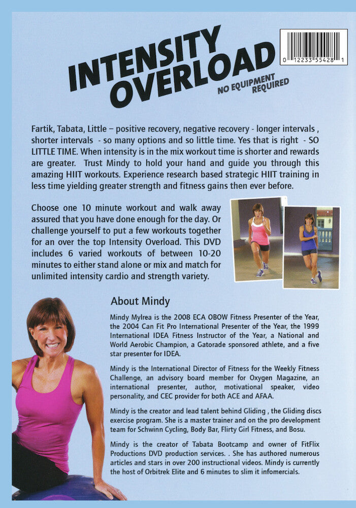 Mindy Mylrea: Intensity Overload: 6 Workouts More Bang in Less Time - No Equipment Required - Back Panel - 