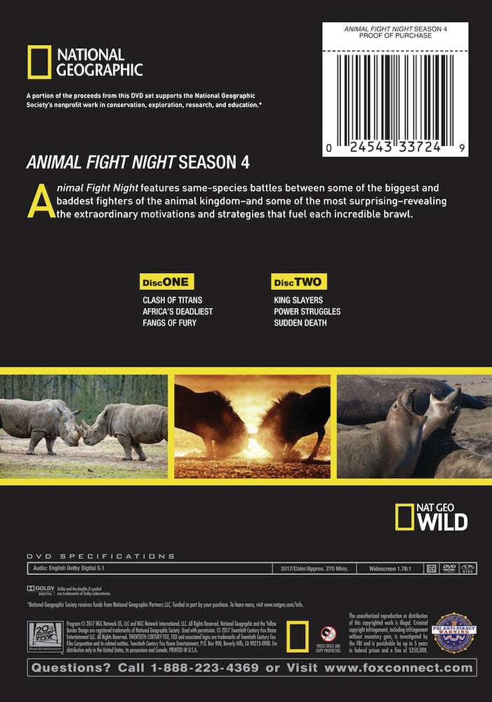 animal fight night s4 - Back Panel - DVD