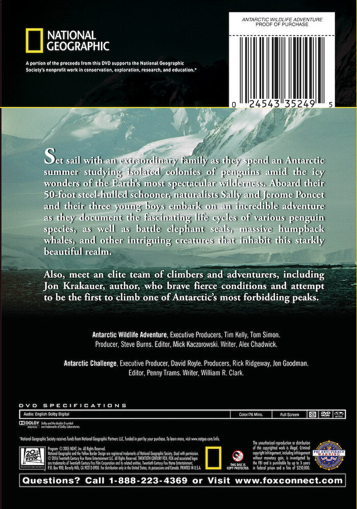 national geographic: antarctic wildlife adventure - Back Panel - DVD