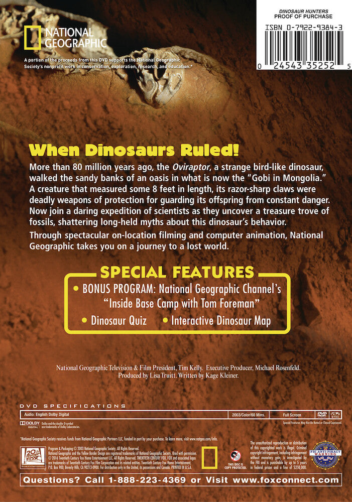 national geographic: dinosaur hunters - Back Panel - DVD