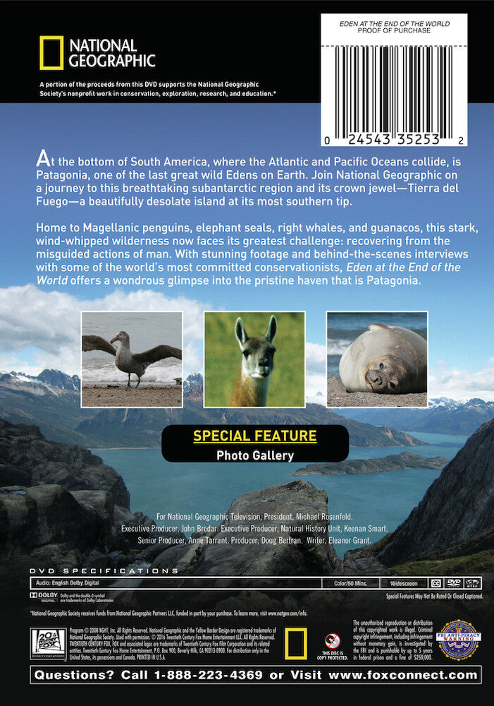 national geographic: eden at the end of the world - Back Panel - DVD