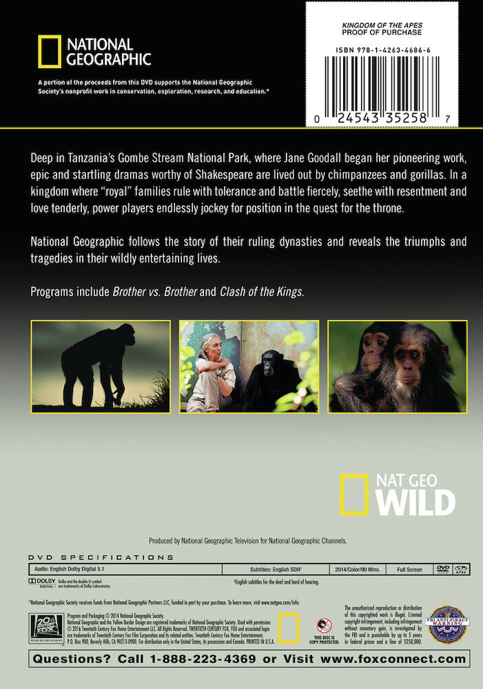 national geographic: kingdom of the apes - Back Panel - DVD