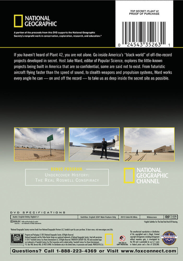 national geographic: top secret plant 42 - Back Panel - DVD