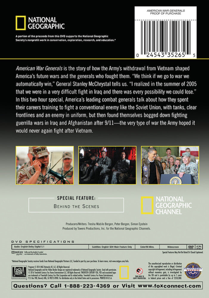 national geographic: american war generals - Back Panel - DVD