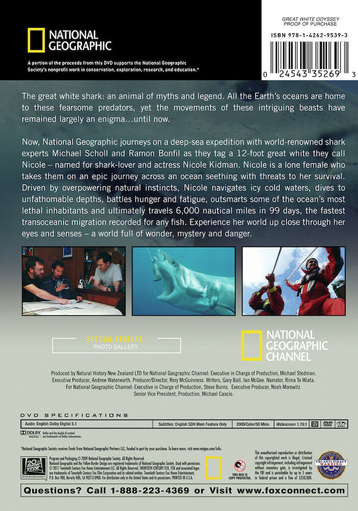 national geographic: the great white odyssey - Back Panel - DVD