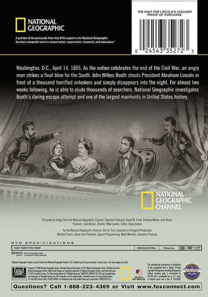 national geographic: the hunt for lincoln's assassin - Back Panel - DVD