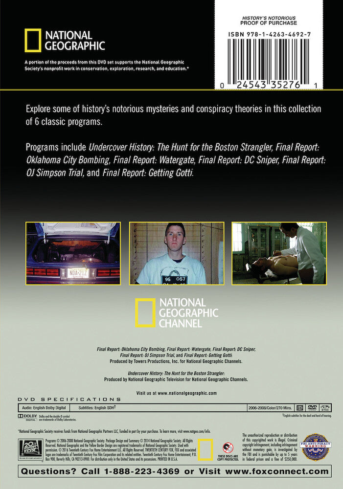 national geographic classics: history's most notorious - Back Panel - DVD