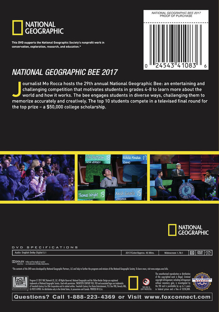 national geographic bee 2017 - Back Panel - DVD
