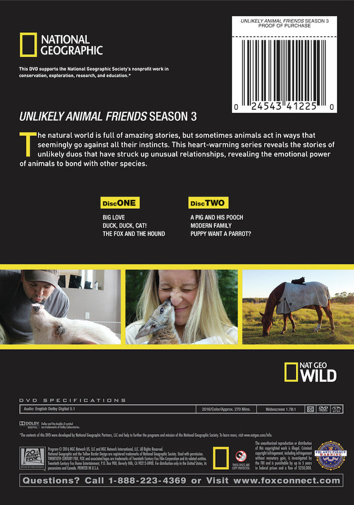 unlikely animal friends season 3 - Back Panel - DVD