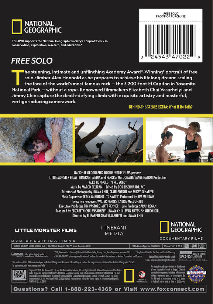free solo (fka solo) - Back Panel - DVD