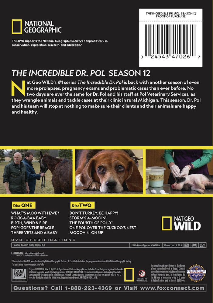 the incredible dr. pol season 12 - Back Panel - DVD