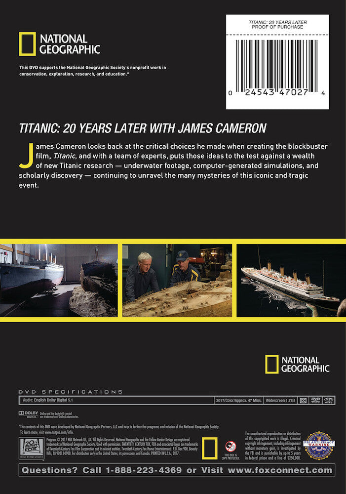 titanic: 20 years later with james cameron - Back Panel - DVD
