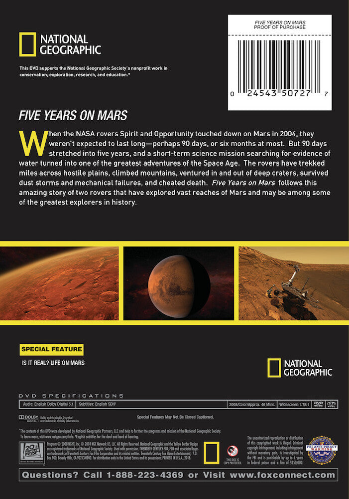 five years on mars - Back Panel - DVD