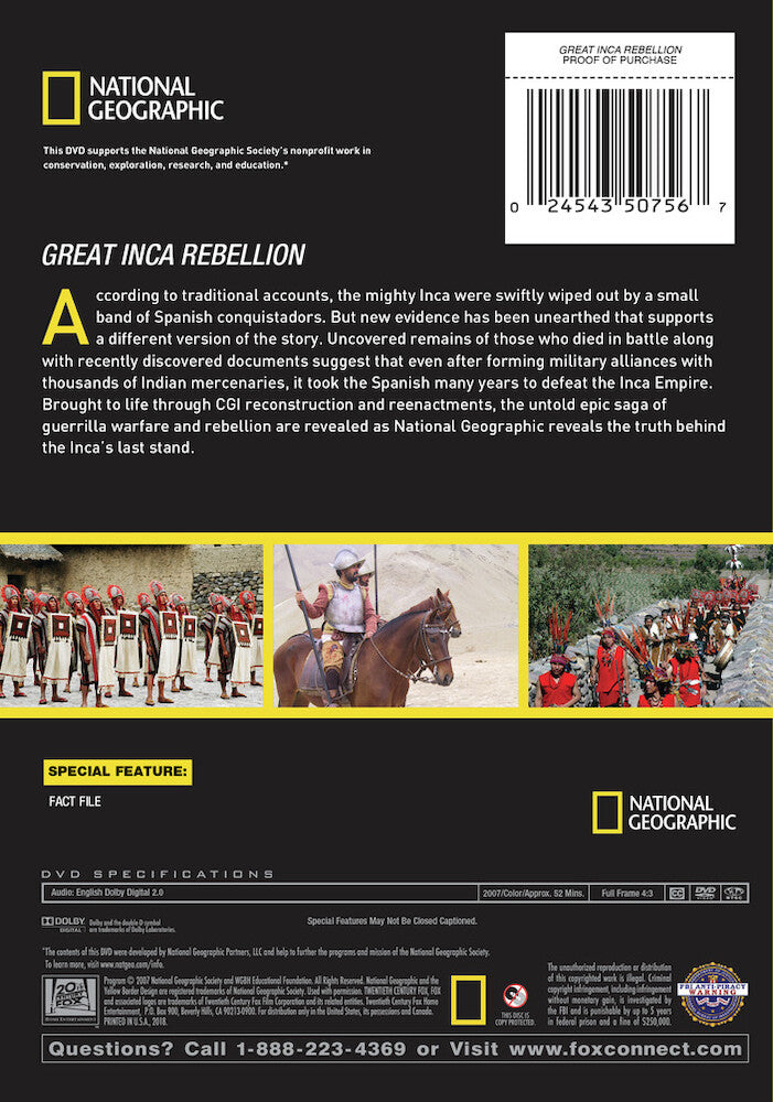 great inca rebellion - Back Panel - DVD