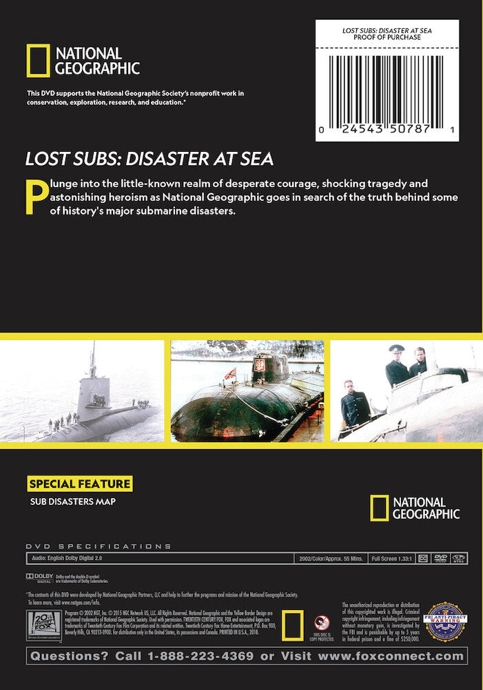 lost subs: disaster at sea - Back Panel - DVD