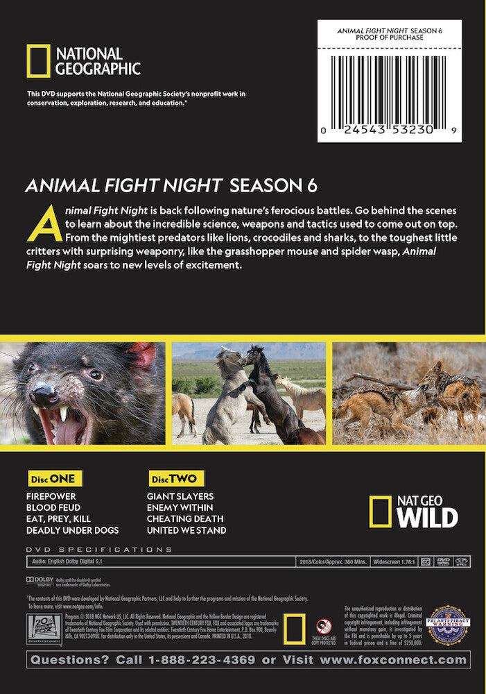 animal fight night: season 6 - Back Panel - DVD
