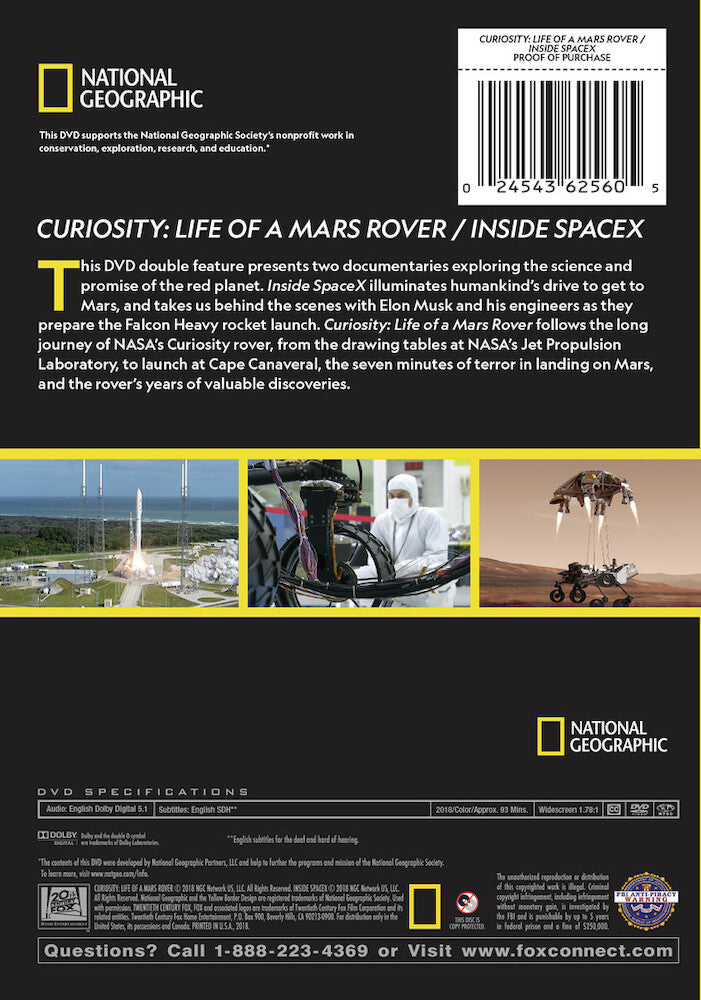 mars double feature: inside space and curiosity life of a mars rover - Back Panel - DVD