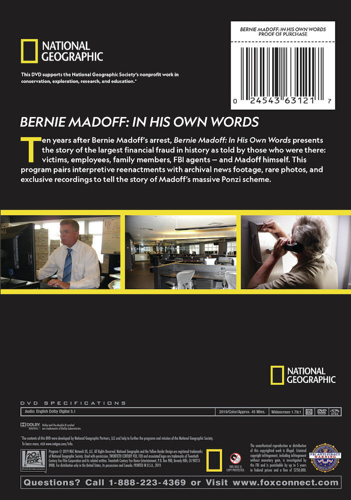 bernie madoff in their own words - Back Panel - DVD