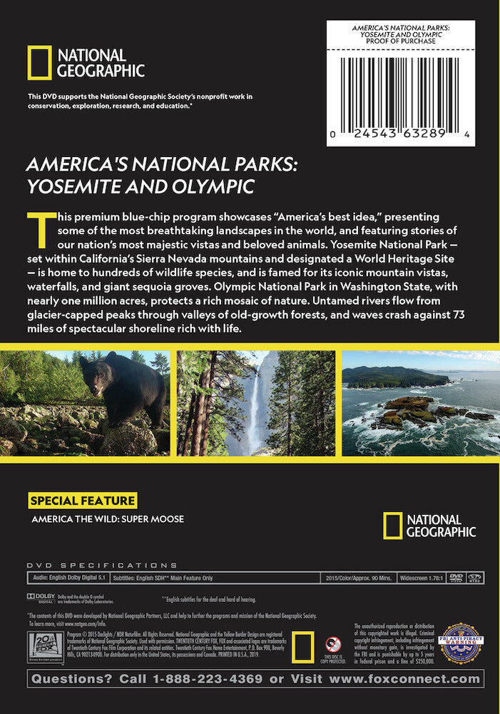 america's national parks: yosemite & olympic - Back Panel - DVD
