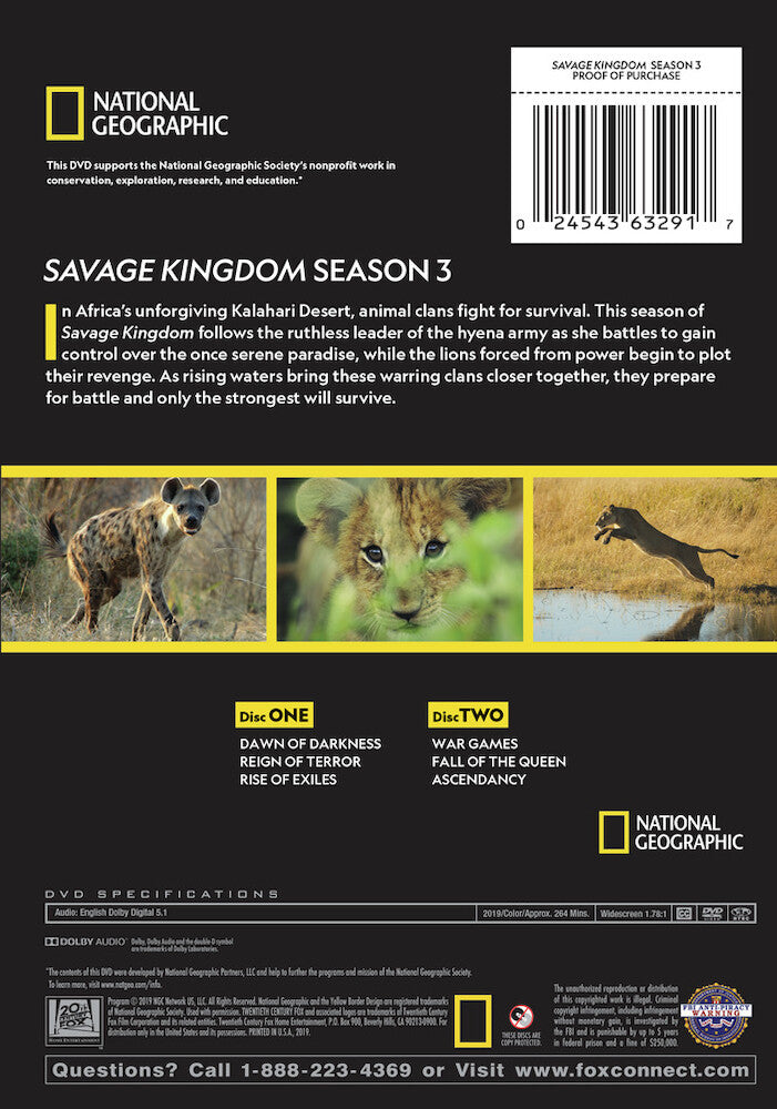 savage kingdom: narrated by charles dance season 3 - Back Panel - DVD