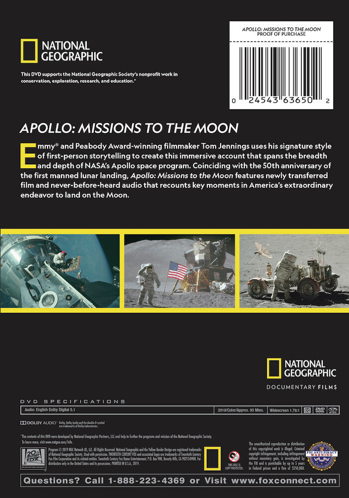 apollo: missions to the moon (aka "50th aniv special" & "moonshot") - Back Panel - DVD