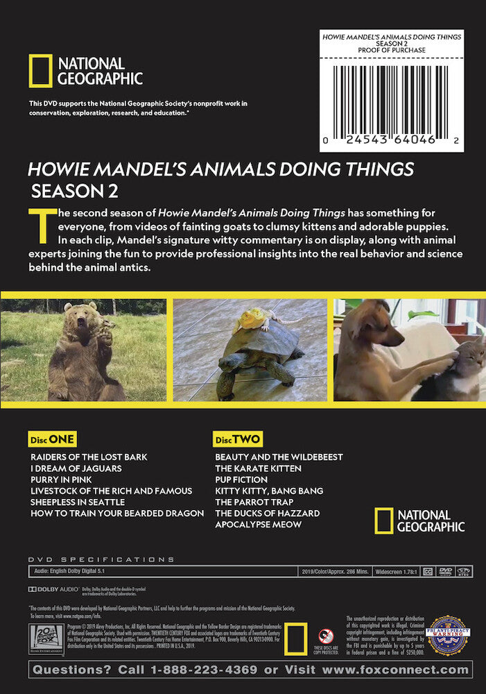 howie mandel's animals doing things - season 2 - Back Panel - DVD