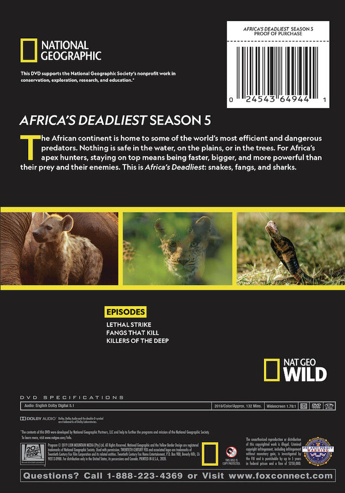 africa's deadliest - season 5 - Back Panel - DVD
