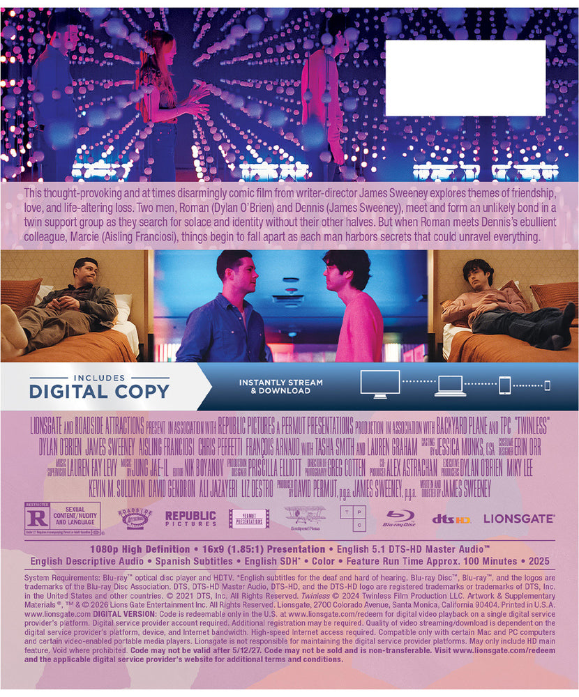 Twinless [Blu-ray + Digital Insert] - Back Panel - 