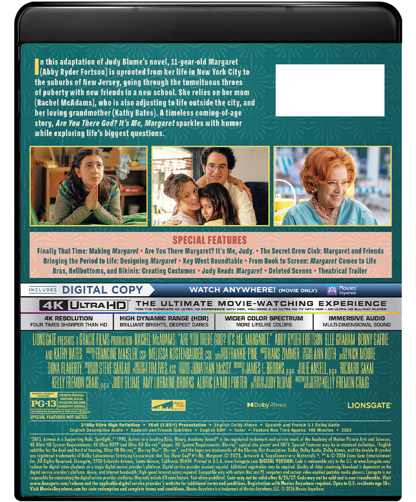 Are You There, God? It's Me, Margaret. [4K UHD] - Back Panel - 