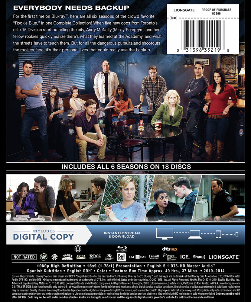 Rookie Blue: The Complete Series Blu-ray back cover