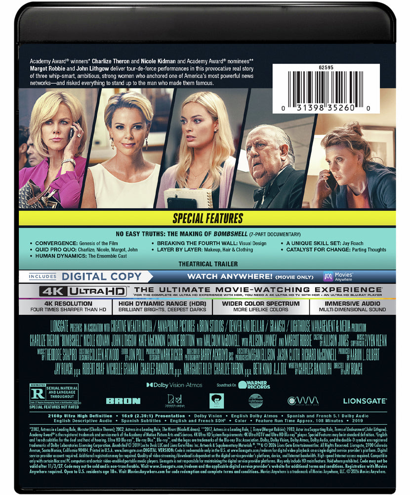 Bombshell (2019) 4K UHD back cover