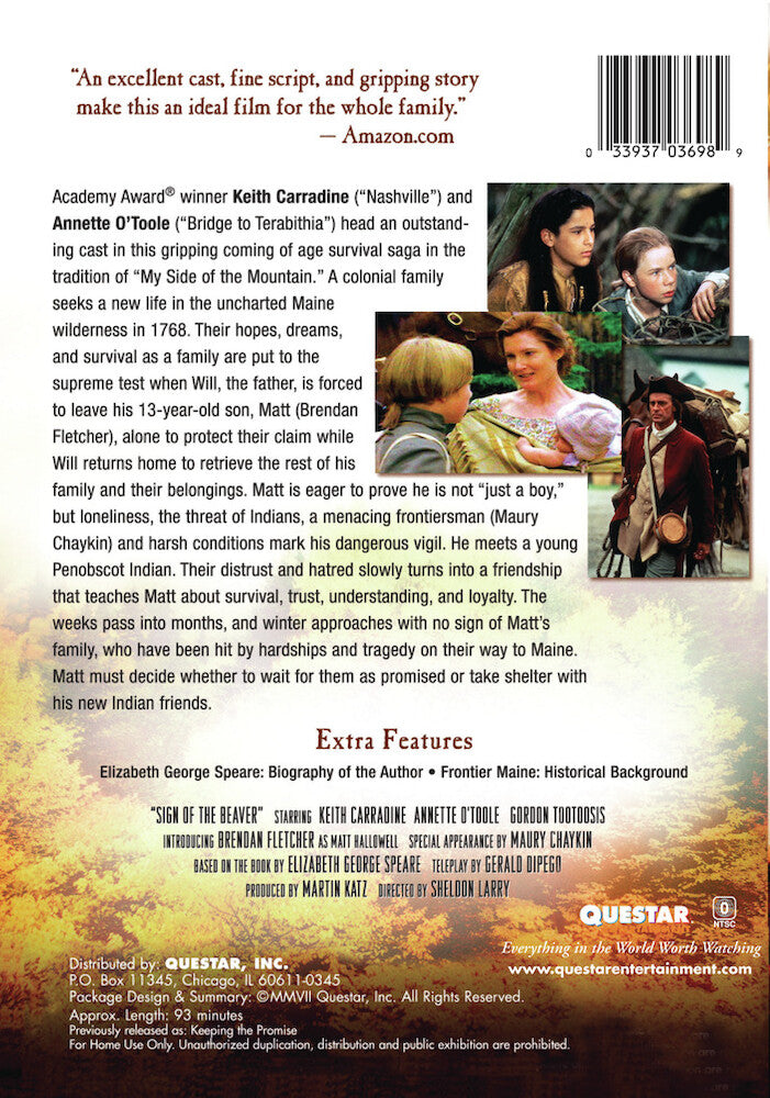 the sign of the beaver - Back Panel - DVD