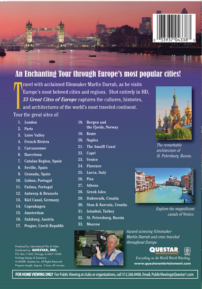 33 great cities of europe - Back Panel - DVD