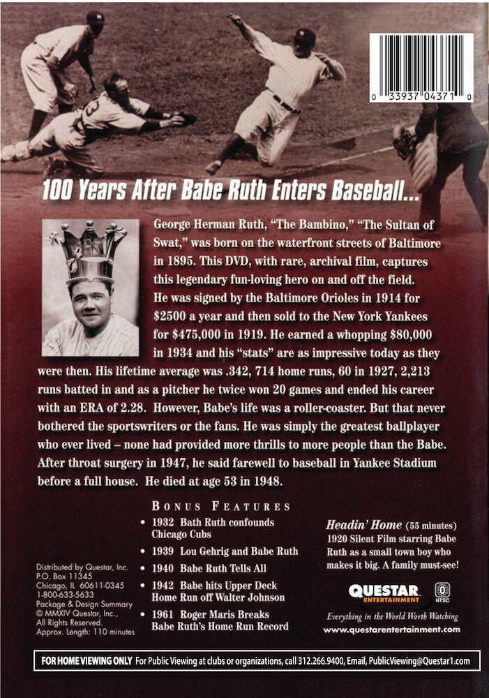 the babe ruth story - Back Panel - DVD