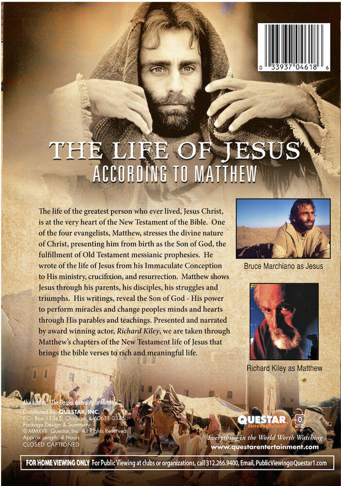 the life of jesus according to matthew - Back Panel - DVD