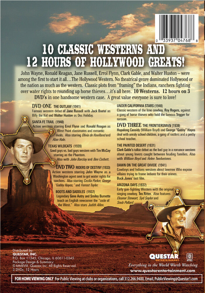 10 unforgettable westerns 3 pk. - Back Panel - DVD
