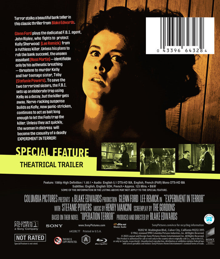 experiment in terror - Back Panel - Blu-ray