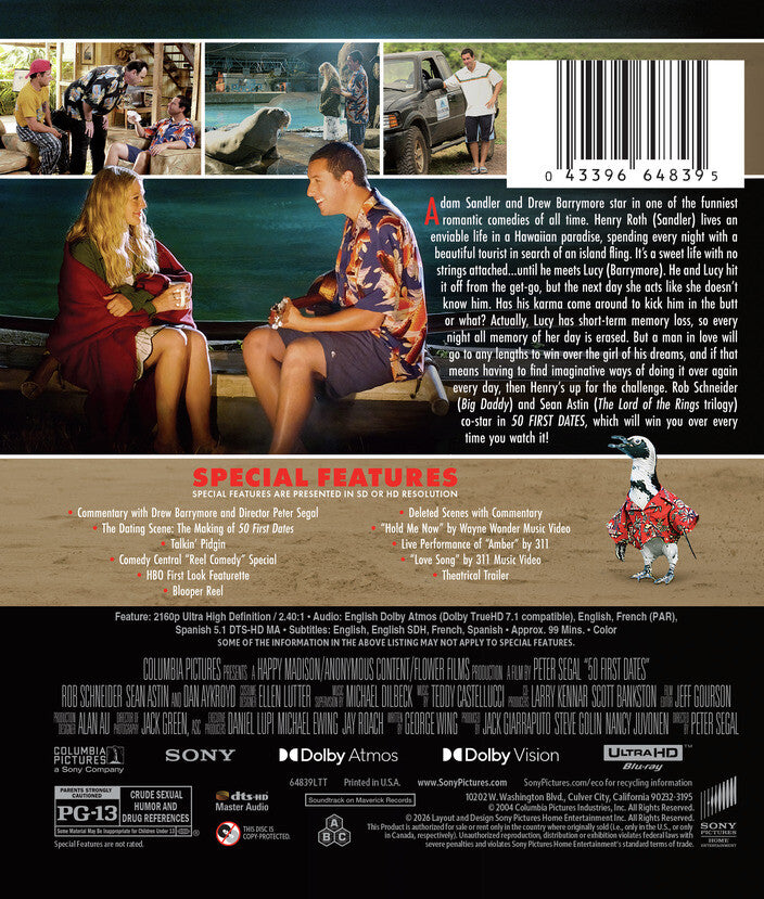50 First Dates [4K UHD + Digital Insert] - Back Panel - 