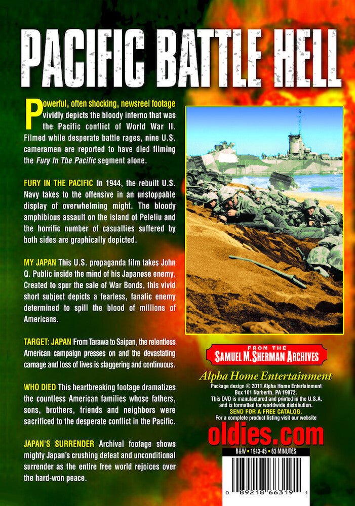 WWII - Pacific Battle Hell: Fury In The Pacific (1945) / My Japan (1943) / Target Japan (1944) / Who Died (1943) / Japan's Surrender (1944) - Back Panel - 