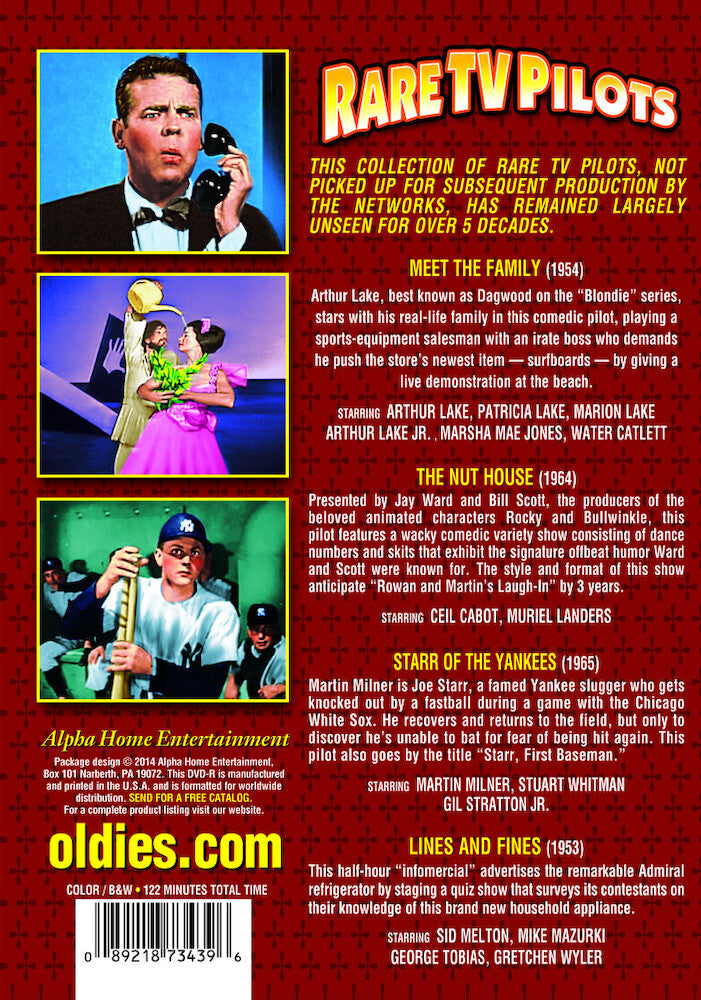 Rare TV Pilots: Starr of the Yankees / Meet the Family / Lines and Fines / The Nut House - Back Panel - 