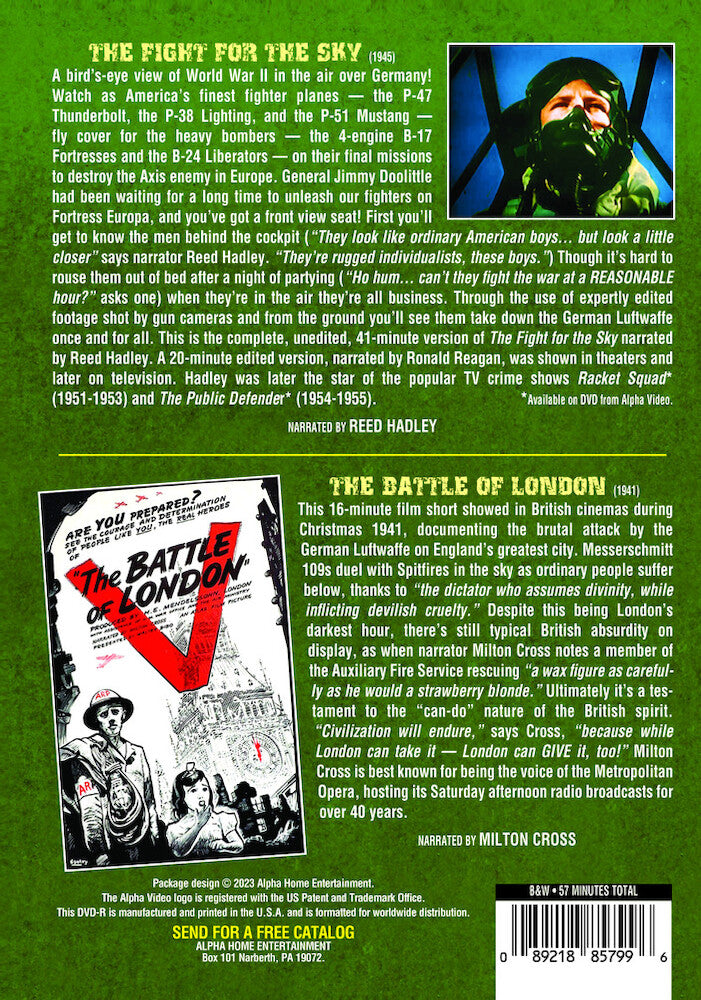 world war ii documentary double feature: the fight for the sky (1945)/the battle of london (1941) - Back Panel - DVD